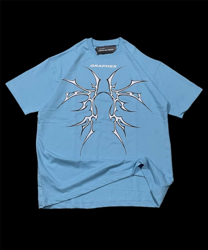 This is GRAPHEXCLUB Ocean Blue Vein Tee Product Image Description.