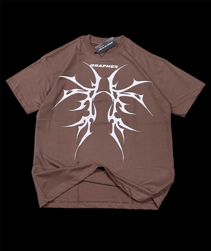 This is GRAPHEXCLUB Choco Brown Vein Tee Product Image Description.